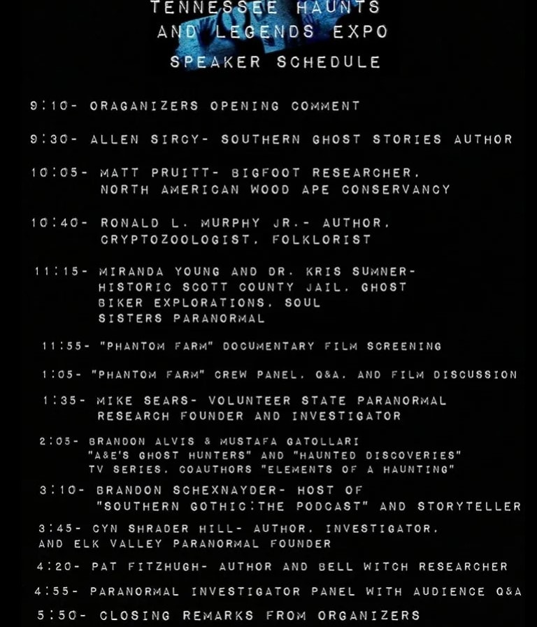 Tennessee Haunts and Legends Expo event poster